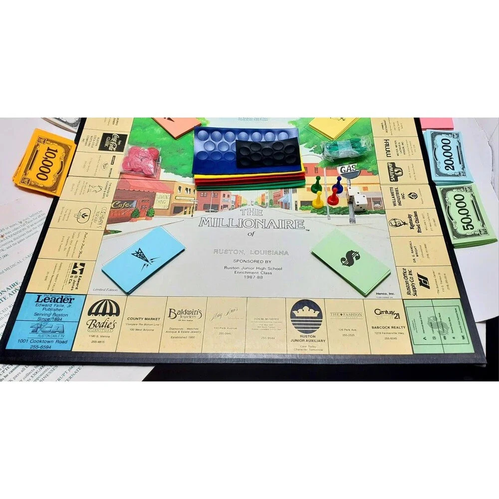 Vtg 1987 Millionaire Game Ruston LA Ltd Ed Board Game Jr High Fundraiser 87 READ